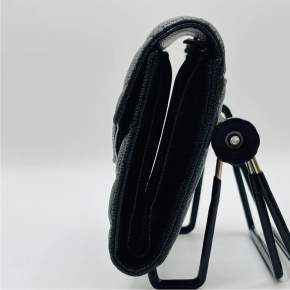 Yves Saint Laurent Black Chevron Wallet with Gold Logo - Picture 3 of 13